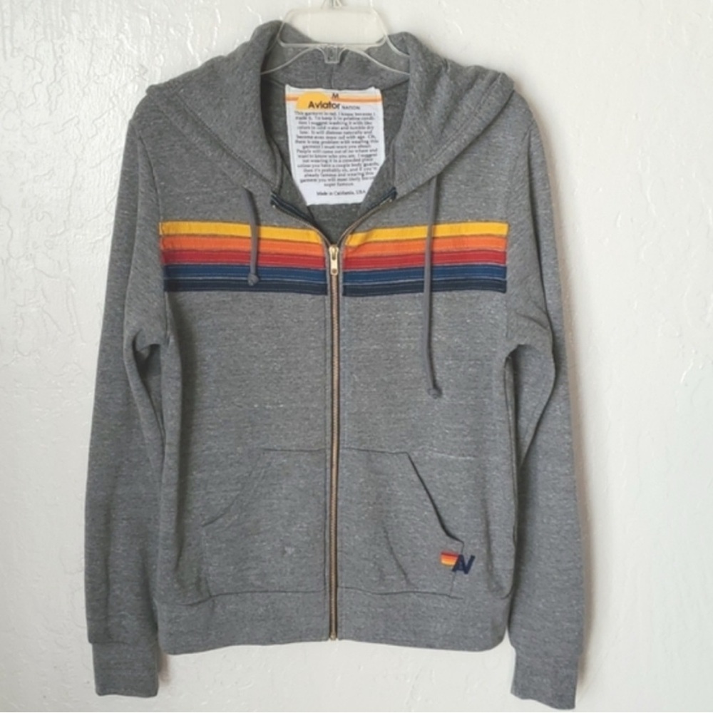 AVIATOR NATION 5 Stripe Zip Hoodie